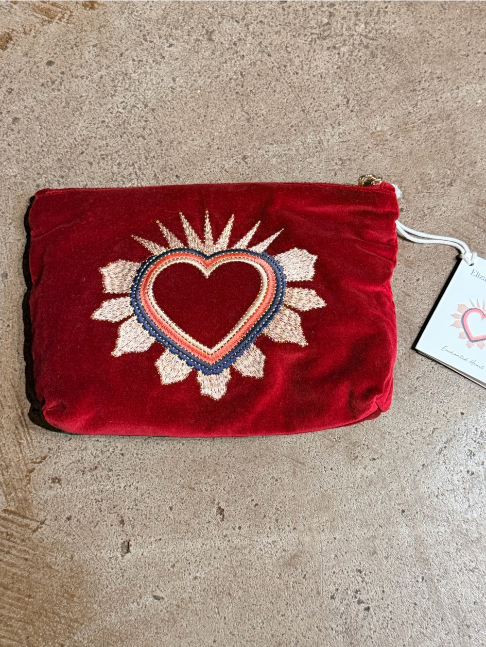 Elizabeth Scarlett Enchanted Heart Embroidered Pouch